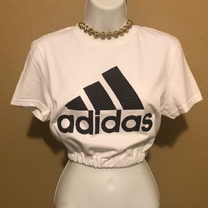 Adidas Polkadot Black White Bomber Crop Top S
